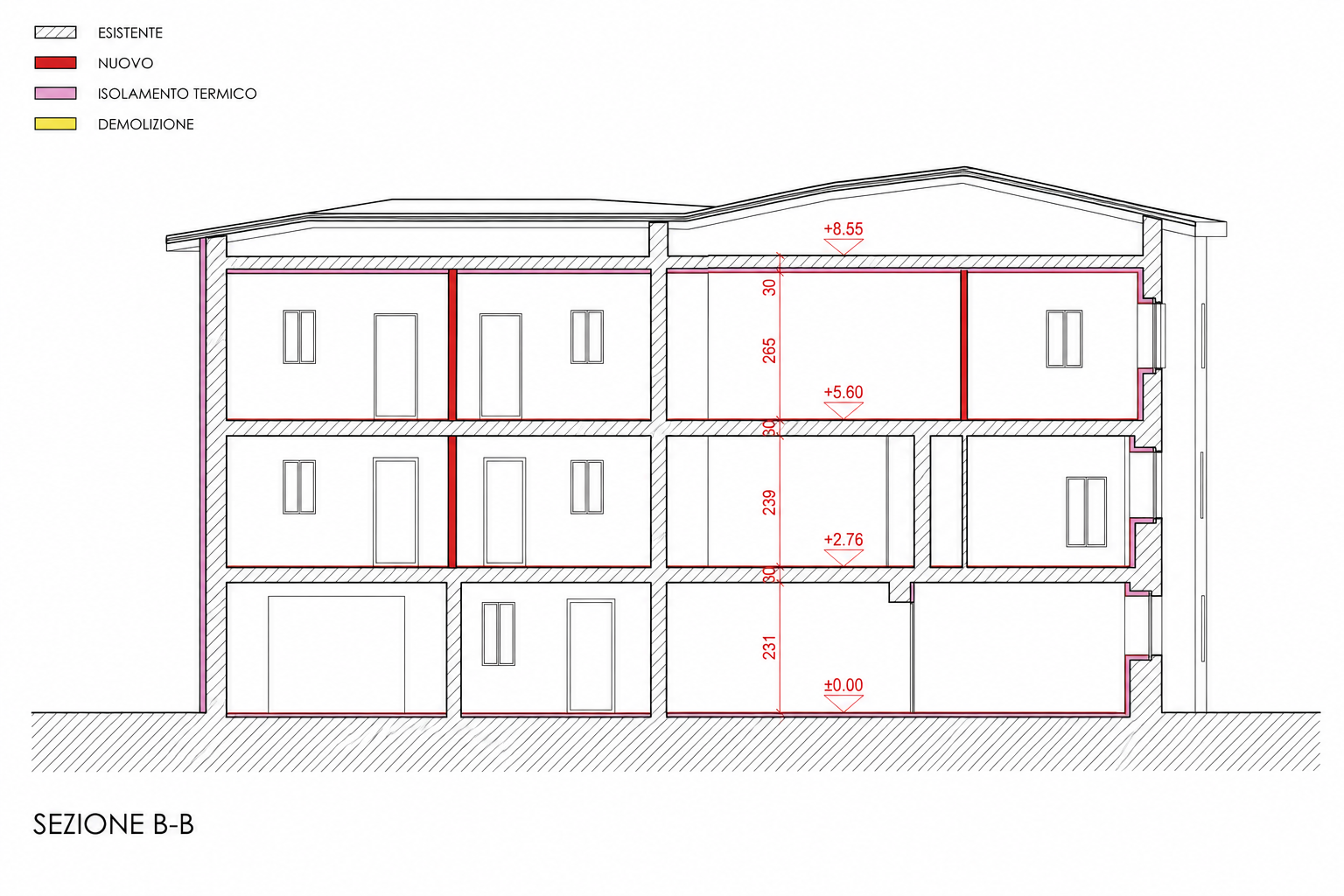Разрез B-B Cognitive Villa Monteggio